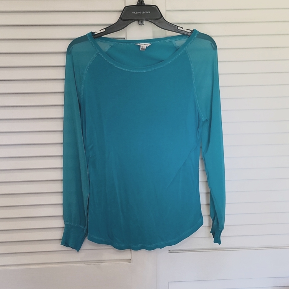 Calvin Klein XS Longsleeve Sheer Sleeve Blouse